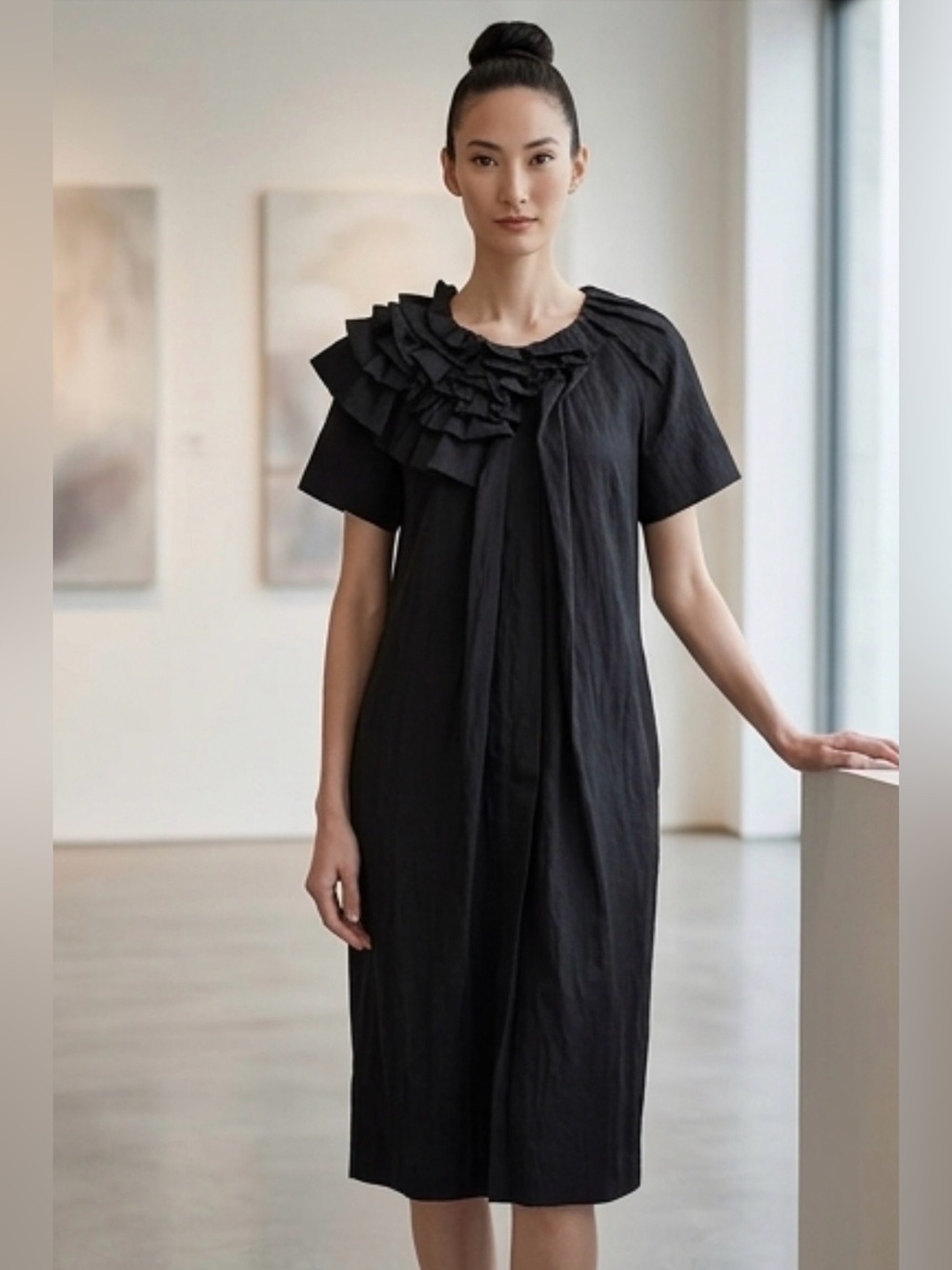 New Marni Black Wool Blend Dress. Made In Italy